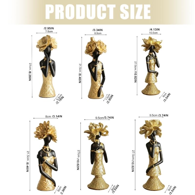 Dekoratif Heykeller Reçine Afrika Kadın Heykelleri Ev Dekoru Raf Dekoru Aksesuarlar Egzotik Kabile Kadın Figürleri Hediye