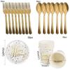 Stylish Gold Polka Dot Stamping Happy Birthday Party Decor Supplies Disposable Tableware Essentials