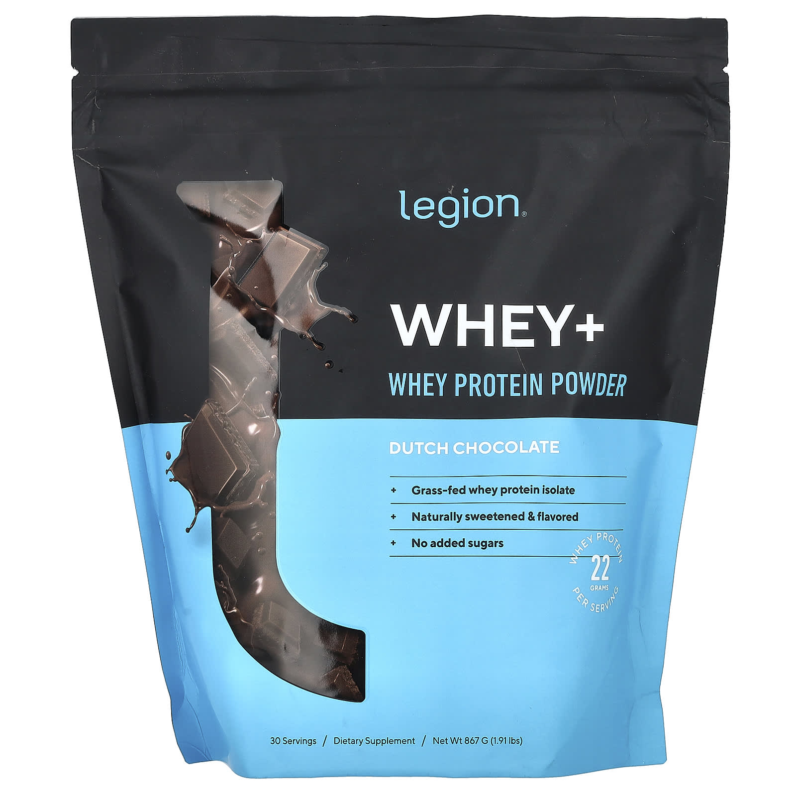 

Legion Athletics, Whey+, Whey Protein Powder, Dutch Chocolate, 1.91 lb (867 g)