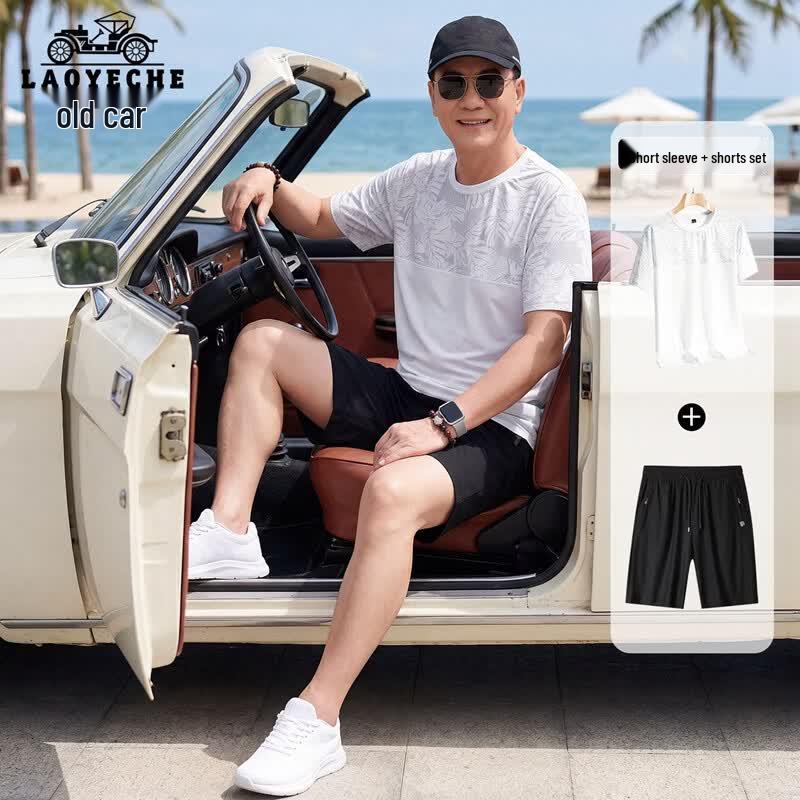 

LAOYECHE Men s Cool-Feel Short Sleeve T-Shirt & Casual Shorts Set 180