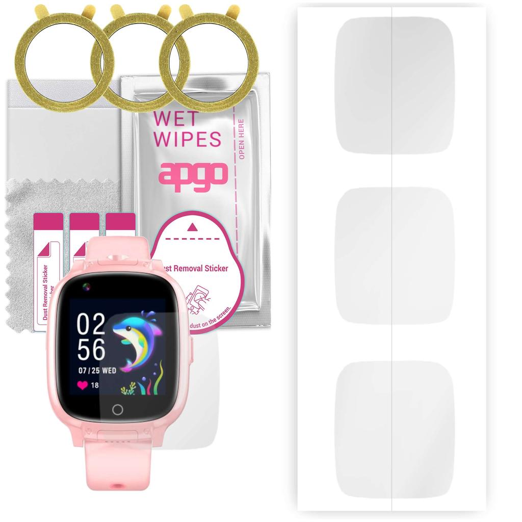 3x apgo Hydrogel Screen Protector per Garett Kids Twin 4G, pellicola idrogel, con strato di posizionamento, facile installazione