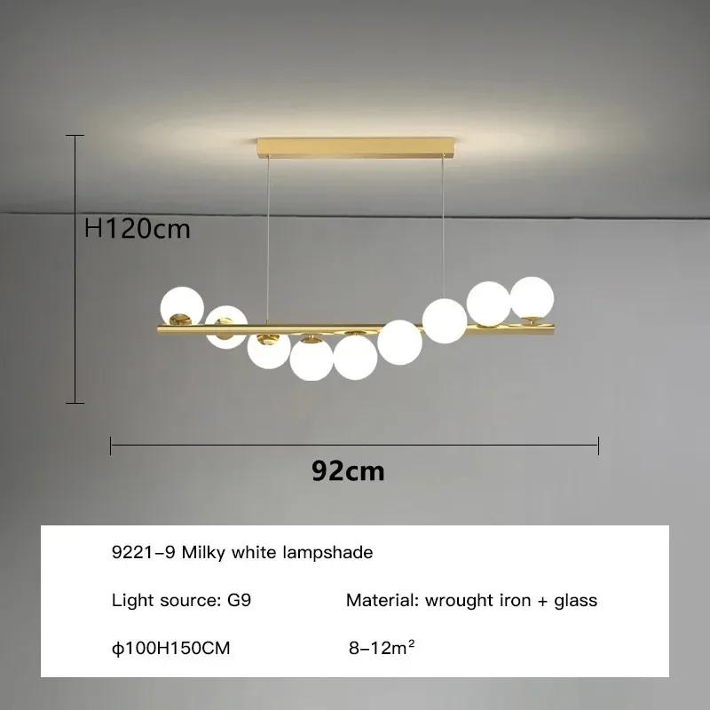 Modern minimalist ceiling chandelier glass ball LED long dining table dining room chandelier kitchen chandelier office hanging