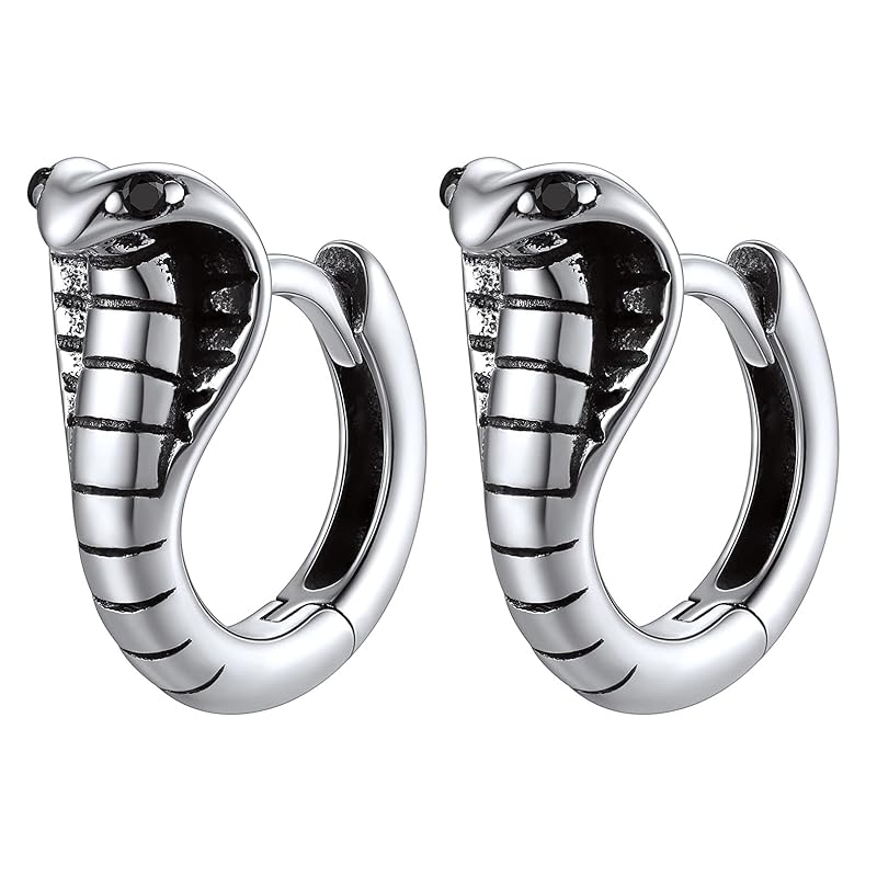 

[ChicSilver] snake ring earrings ladies silver 925 hoop earrings men s snake snake small Inner diameter 8mm accessories