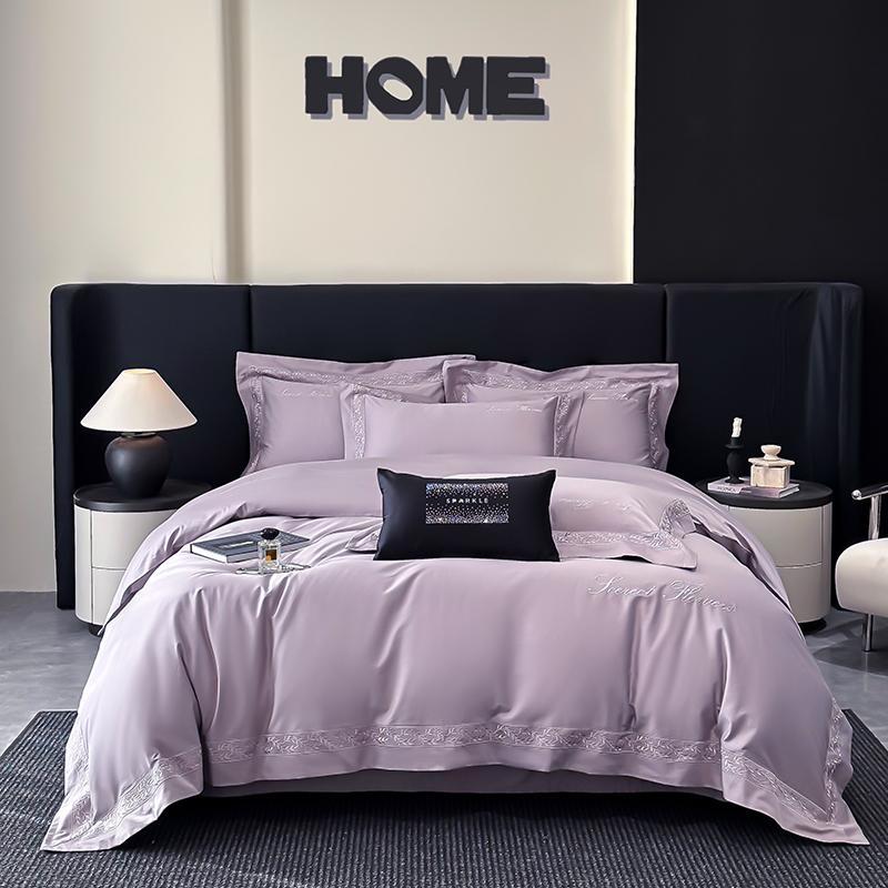Beige Egyptian Cotton Bedding Set Luxury Hotel Style Embroidery Duvet Cover Set Flat/Fitted Bed Sheet Pillowcases Home Textiles