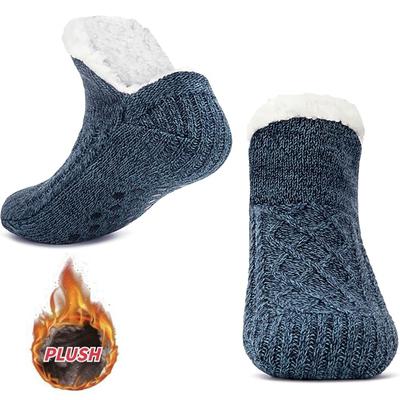 Calcetines Zapatilla para Mujer Hombre Calcetín Cálido de Sujeción Antideslizante Tejido de Punto Grueso Forrado Acogedor Invierno Zapatillas de Cama Esponjosas Adecuadas para Interior Hogar Casa Suelo