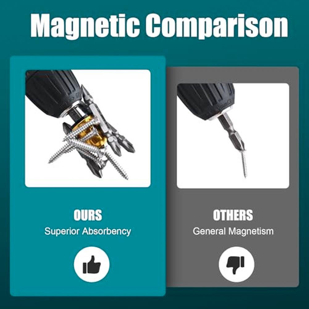 Magnetic Screw Rings Kit 5 Pieces with 3 Ph2 Hex Bits for Improved Screw Handling In Confined or Overhead Applications