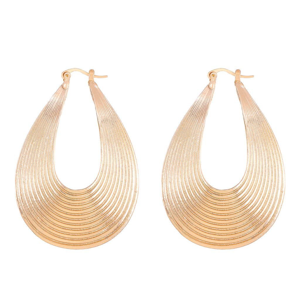 High-quality 2026 Jewelry, Niche Design, Personalized Earrings, Exaggerated Retro Geometric Curved Striped Water Drop Stud Earrings