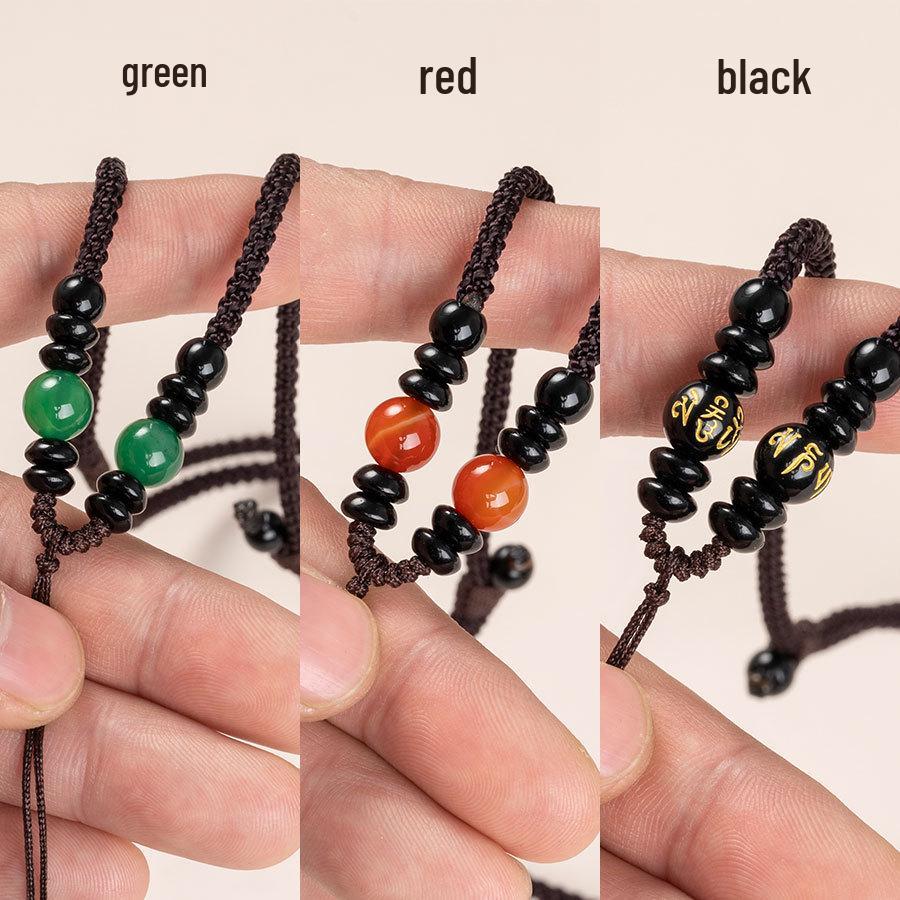 Agate Jade Pendant Necklace with Thick Woven Rope