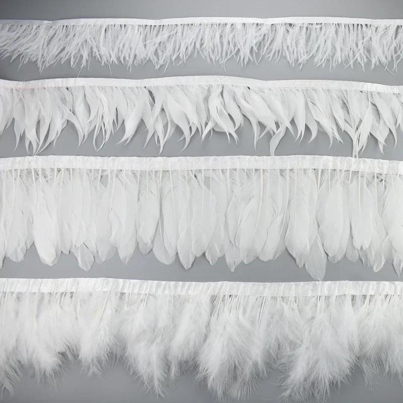 1Meters Black White Feathers for Needlework Ribbon Tape Fringe Feather Trim Pheasant Turkey Ostrich Goose Marabou Sewing Clothes