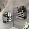 Versatile Wall-Mounted Bathroom Organizer - No-Drill, Plastic Storage Rack for Toothbrushes & Razors, Perfect Home Accessory