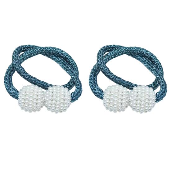 Umbra Studio 1 Pair Faux Pearl Curtain Tiebacks, Elegant Beaded Holdbacks, Woven Rope Decorative Drapery Holders for Living Room Bedroom Kitchen