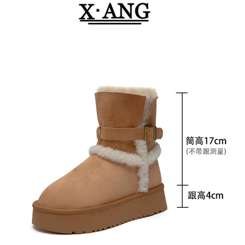 

Sheepskin and fur integrated Sangpo snow boots women s non-slip piled thickened warm Northeast large cotton shoes long boots children 40