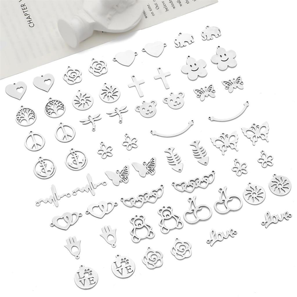 4 buc/sac de înaltă calitate, netedă, oțel inoxidabil 304, brelocuri, inimă, fluturi, flori, pandantive, pentru coliere personalizate, brățări, bijuterii, bricolaj.