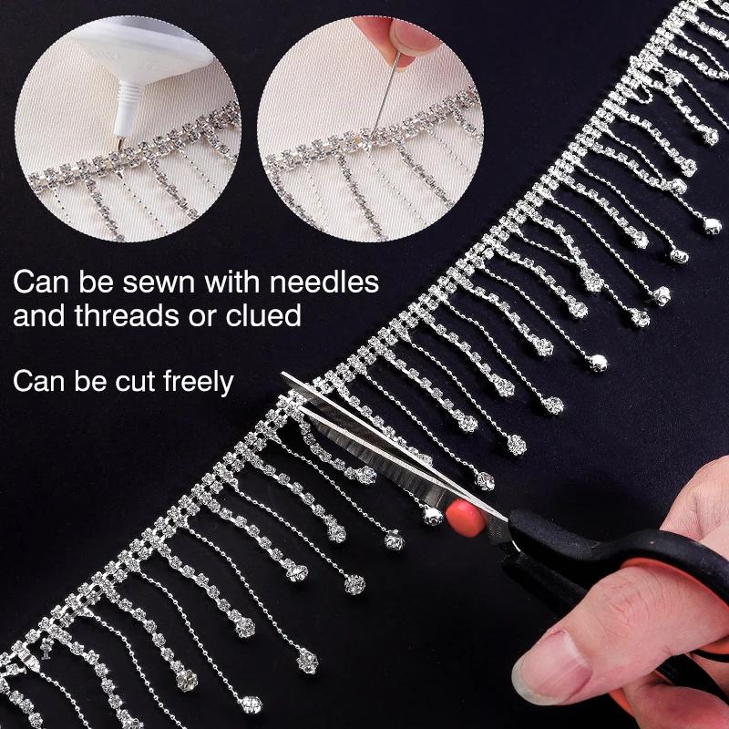 90cm Crystal Tassel Claw Chain Sewing/Glue on Rhinestone Decorative Chain Craft DIY Wedding Dress Decorative Accessories