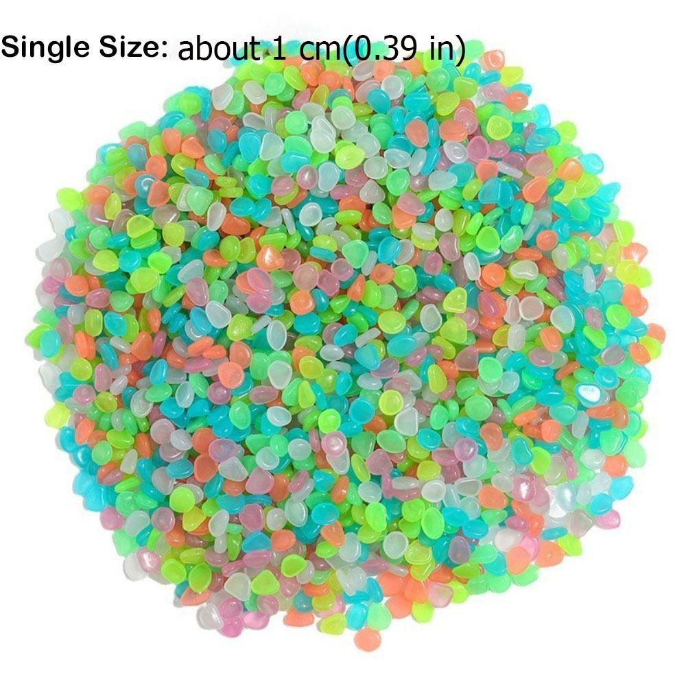 500Pcs Glow Fish Tank Luminous Stones Colorful Flowerpot Decorative Stone Garden Pebble  Night