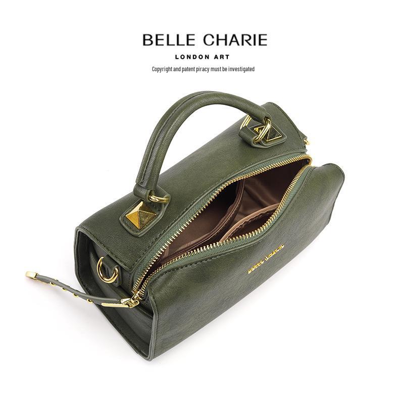 Olive Green Retro Women's Handbag with Cute Pendant - Versatile Commuter Tote