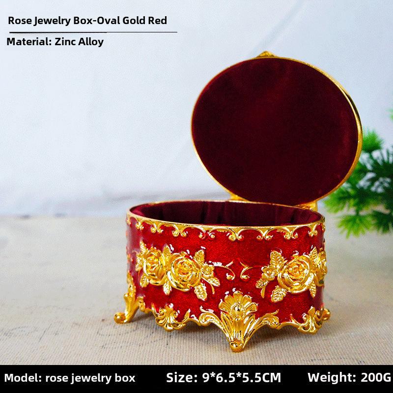 

Элегантная металлическая шкатулка для украшений в форме сердца с покрытием из сплава - украшение для домашнего декора Oval 8*7.5*5cm