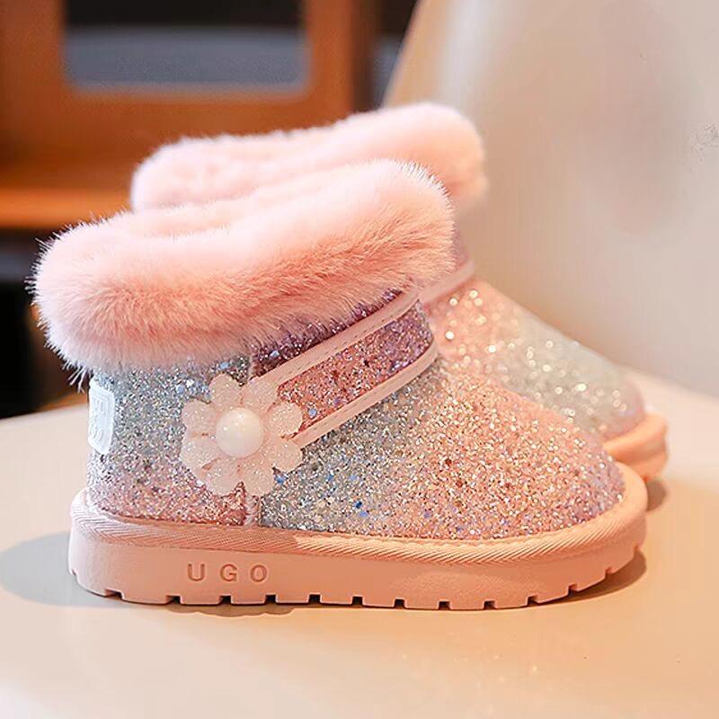 

Дети Младенцы Девочки Блестки Зимние сапоги Теплая обувь Детская зимняя обувь 25 розовый