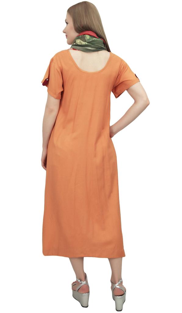 Bimba Women's Casual Black Short Sleeves Asymetrical Hem Dress With Scarf -