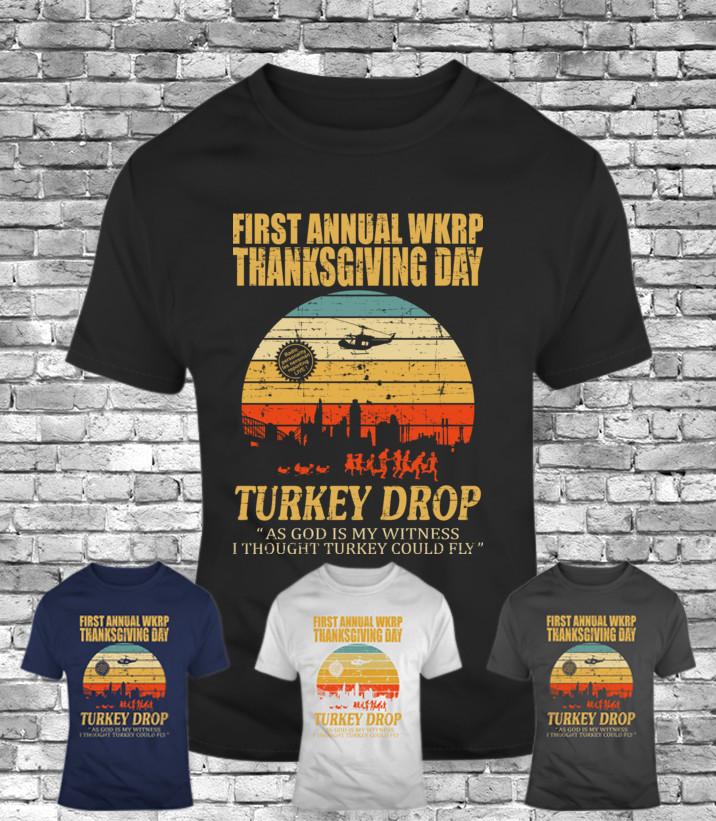 First Annual WKRP in Cincinnati Turkey Drop Funny Thanksgiving Day Gift T-Shirt Unisex T-Shirt XL