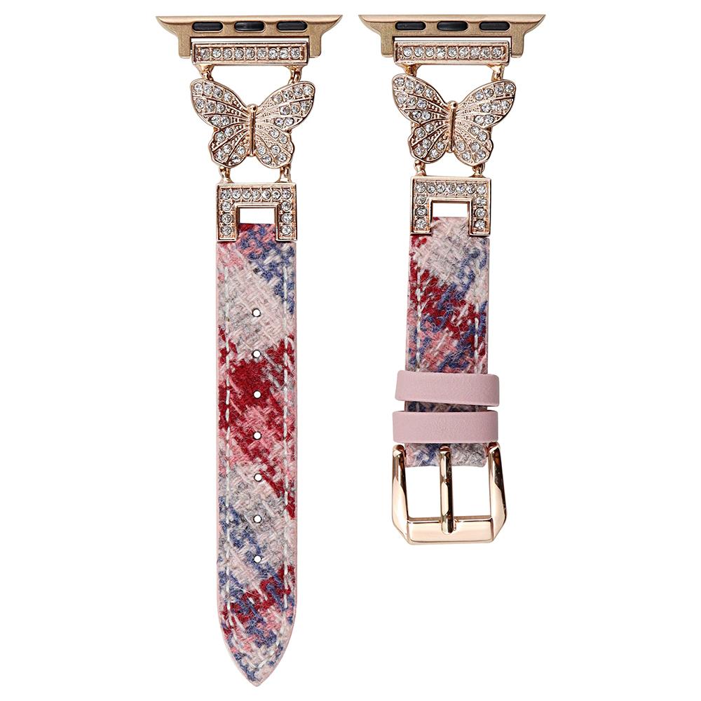 

For Apple Watch Series 10 42mm/9 8 7 41mm/SE (2023) SE (2022) SE 6 5 4 40mm/3 2 1 38mm Watch Band with Butterfly Connectors Red