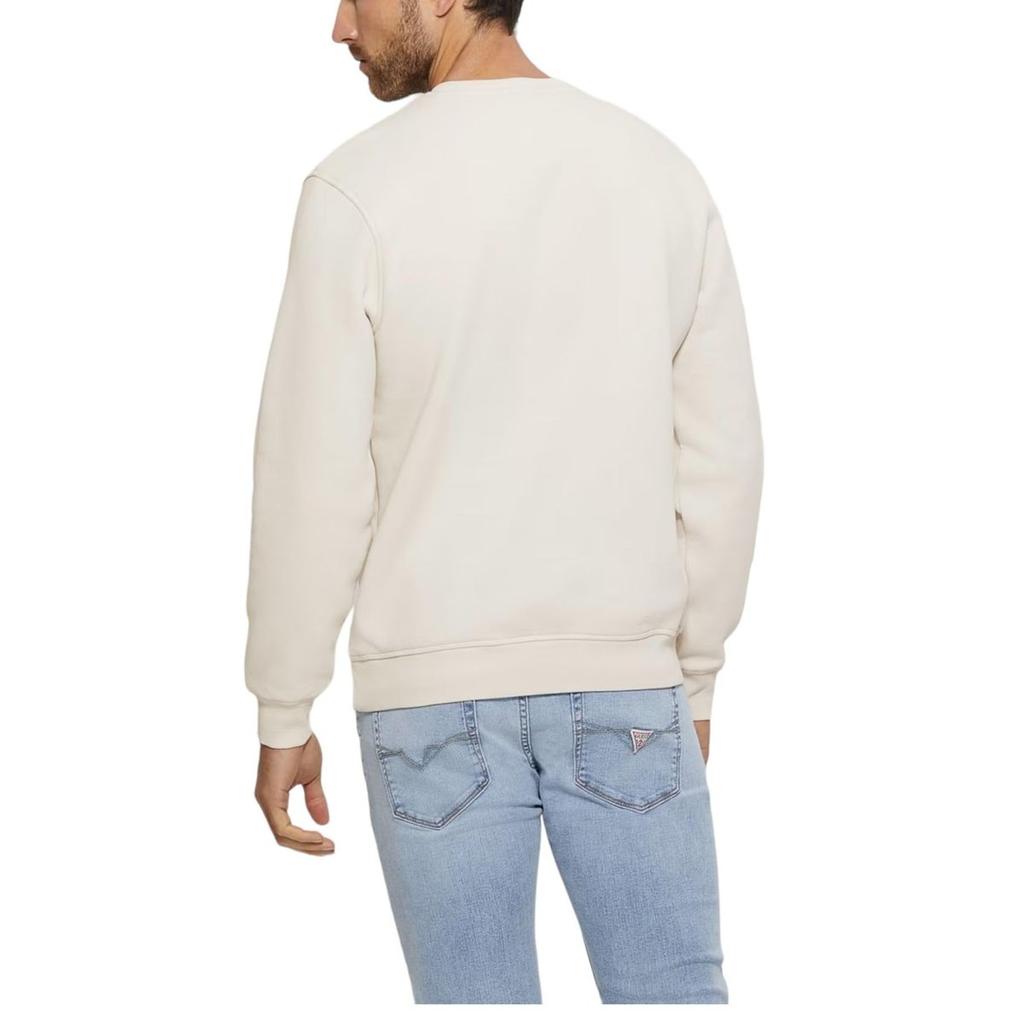 GUESS BEAU CN Crew Neck Sweatshirt Slim Fit Long Sleeve Cotton Blend Pullover Black Size M