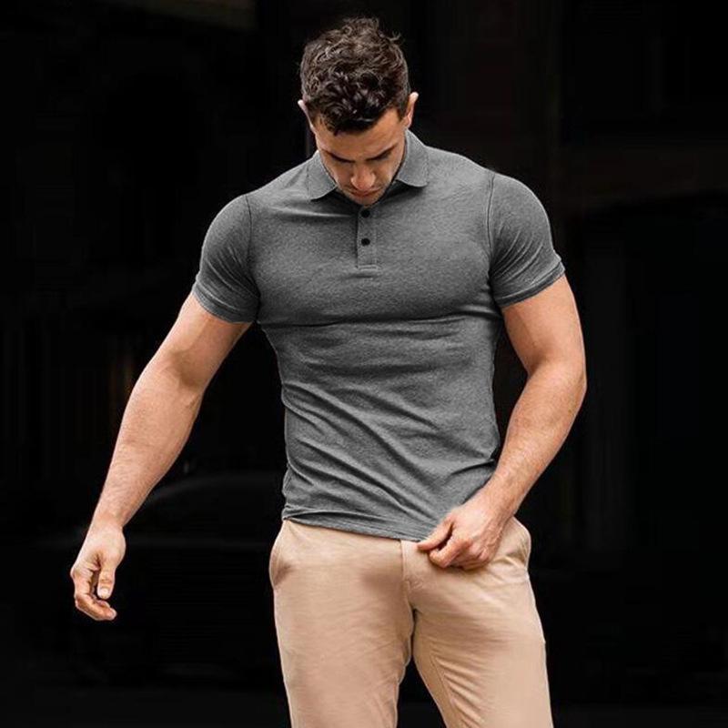 New Men'S Polo Shirt Made Of Pure Cotton With Dropped Shoulders High-Quality Loose Fit For Fitness Versatile For Daily Exercise Short Sleeved Casual