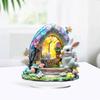 Standing Rabbit Figurines Home Decoration Acrylic Bunnies Statues Sculpture with Easters Eggs for Office Room Decors