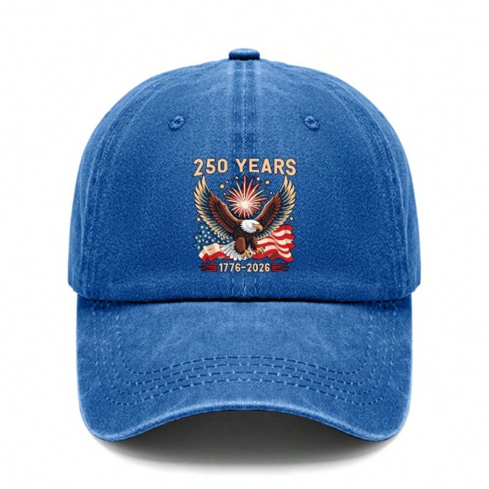 Patriotic Baseball Cap 2026 Unisex "250 YEARS" Eagle Flag Print Polyester Adjustable Sun Hat Breathable Lightweight Casual Outdoor Sports Patriotic