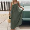 Lässiges einfarbiges lockeres Kleid für Damen Sexy ärmellos Spaghettiträger rückenfrei Schnürung Robe Femme Urlaubs-Strandparty-Kleidung Neu