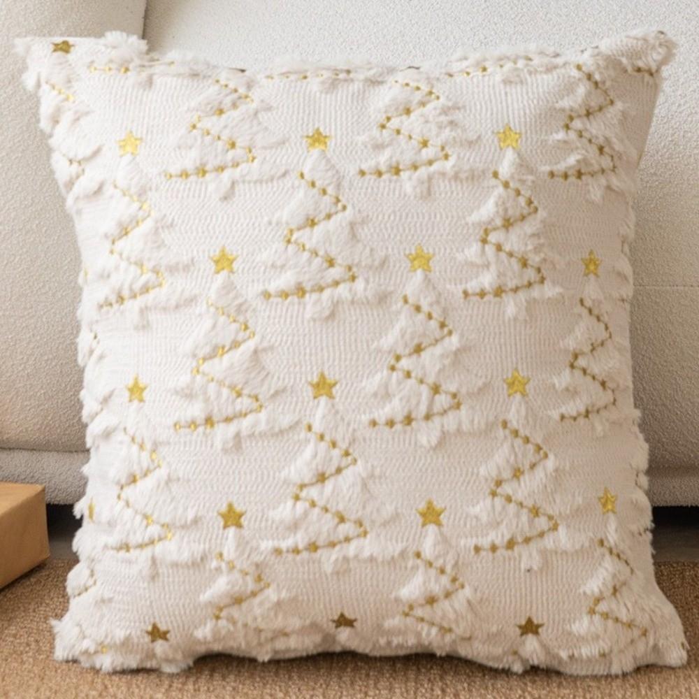 New 45×45cm Christmas Throw Pillow Cover 3D Reindeer Christmas Tree Pillowcase Soft Removable Pillow Cover Home Decoration
