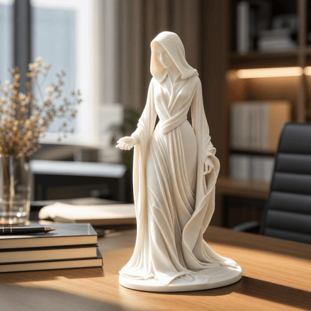 Dunkle Ästhetik Göttinnen-Skulptur 3D-gedruckte Desktop-Ornamente Retro-Umhang Frauenstatue Heimdekoration