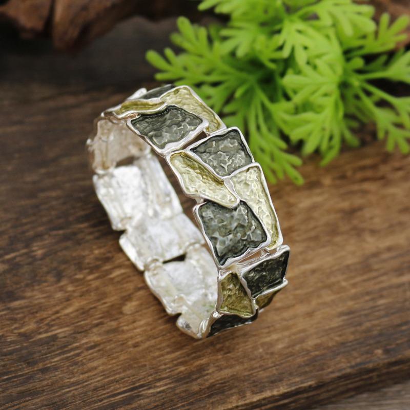 New Enamel Irregular Square Elastic Bracelet, Women's Exaggerated Creative Square Geometric Elastic Bracelet