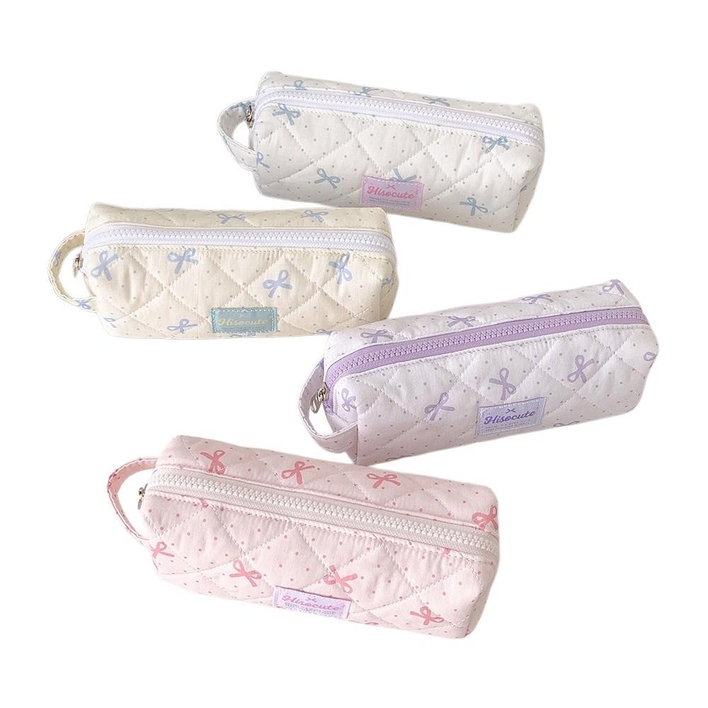 Large Capacity Korean Style Pen Bag Bow Pencil Pouch Cloth Stationery Bag School Supplies