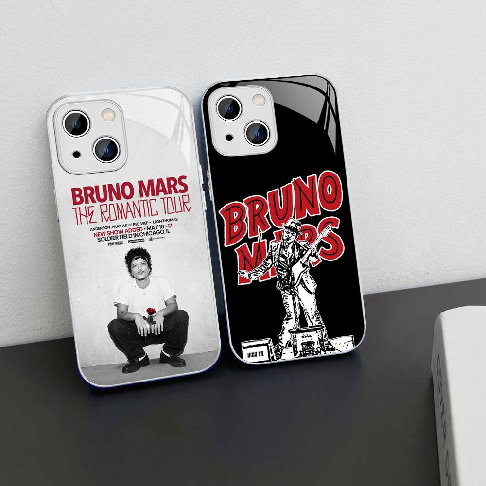 Célèbre Bruno Mars Le Romantique Pour IPhone 14 13 12 Mini 11 Pro XS Max X XR 14 Plus Coque en Verre Trempé