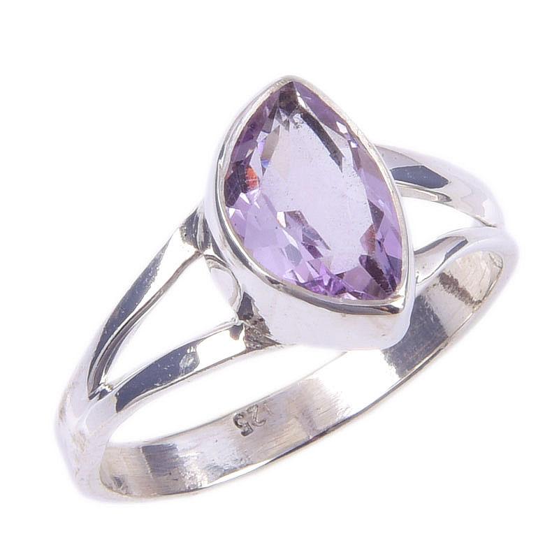 Natural Pink Amethyst Gemstone Handmade 925 Solid Sterling Silver Ring S.7 j5B11
