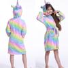 Cute Kids Boys Girls Unicorn Long Sleeve Hooded Pocket Sash Bathrobe