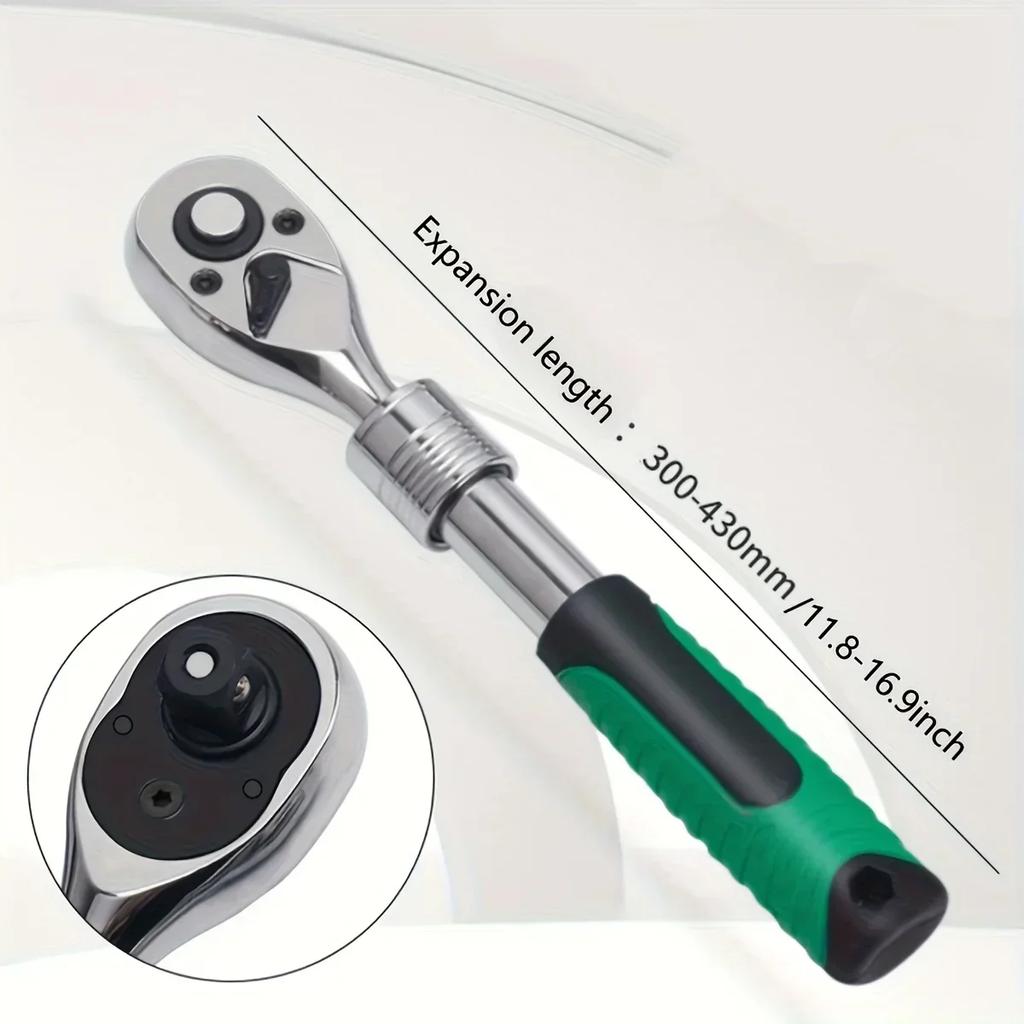 1/4" 3/8" 1/2" Drive Retractable Ratchet Set Drive Rotating Ratchet Reversible Drive 72 Tooth Socket Wrench Mechanical Tool