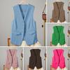 Women Suit Waistcoat Single-breasted V Neck Sleeveless Decorative Pockets Cardigan Formal Business Style Casual Office Wear Vest Spring Summer Clothes