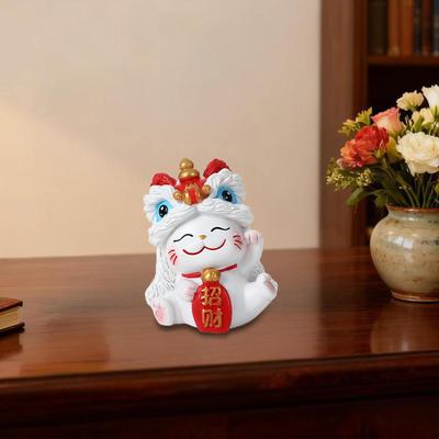 Lucky Cat Miniature Figurine Animal Sculpture Art Crafts Decorative Desktop Ornament Small Statue