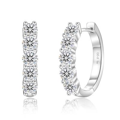 Moissanit Creolen für 925 Innendurchmesser für Beide Gesamt Künstlicher Ring Geschenk KRKC&CO Damen, Silber, 11mm, Hypoallergen, Ohren, 0,6 Karat,