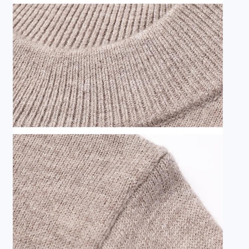 Hengyuanxiang Men's Thickened 100% Wool Half-High Neck Sweater