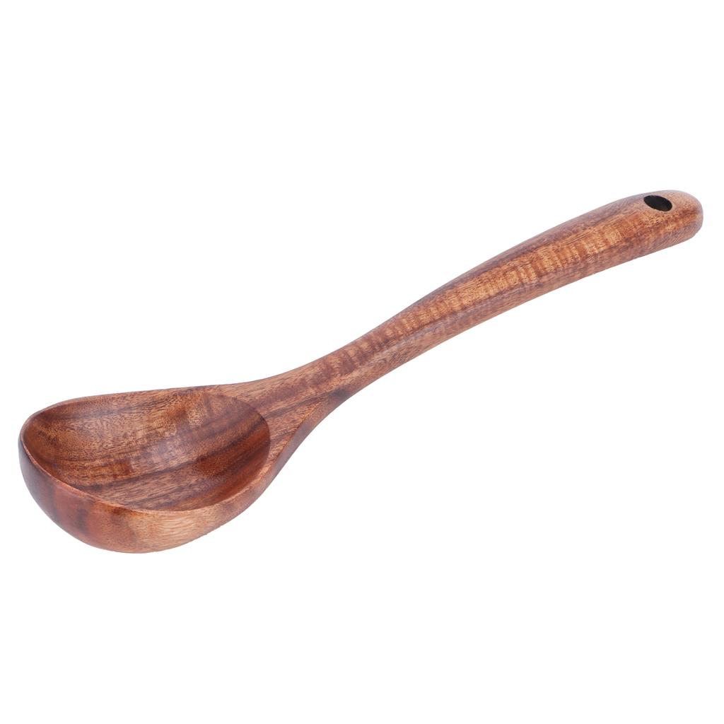Teak Suppenlöffel mit langem Griff Lebensmittelqualität Haushaltslöffel für Zuhause Restaurant Hotel