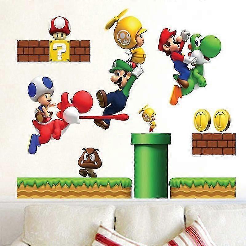 Naklejka Ścienna 3D Super Bros Naklejka Ścienna Zdejmowana Winyl Naklejki dla Dzieci Dekor do Pokoju Dziecięcego Sztuka Dekor do Żłobka Dom Dzieci Pokój Dziecięcy Dekor-TF