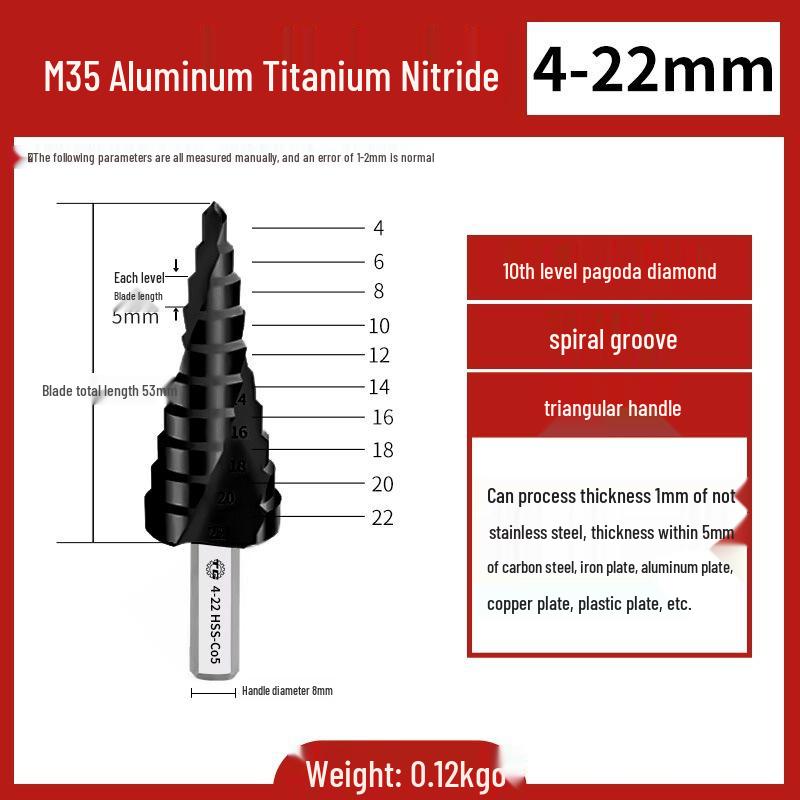 Tiangong Pagoda High-Hardness Universal Step Drill Bit Set for Stainless Steel