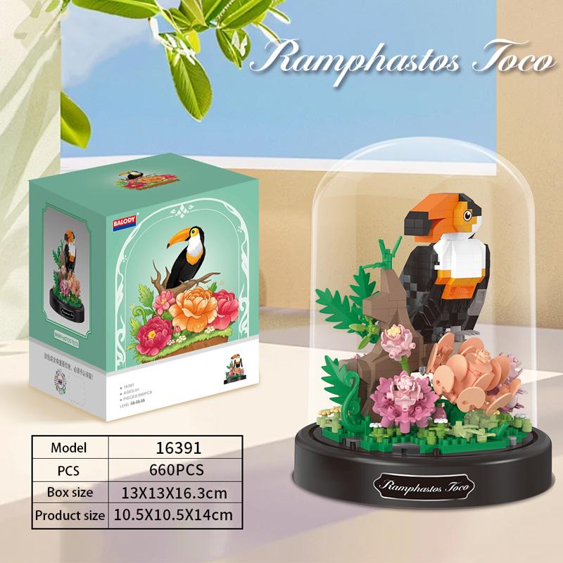 Creative Insect and Flower Building Blocks with Acrylic Box Specimen Education Toys Gift