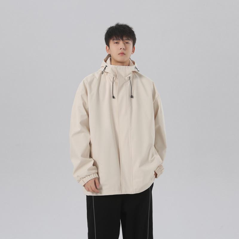 

Уличная куртка весна и осень новая мужская корейская однотонная с капюшоном большого размера свободная повседневная спортивная куртка пара тренд 4XL