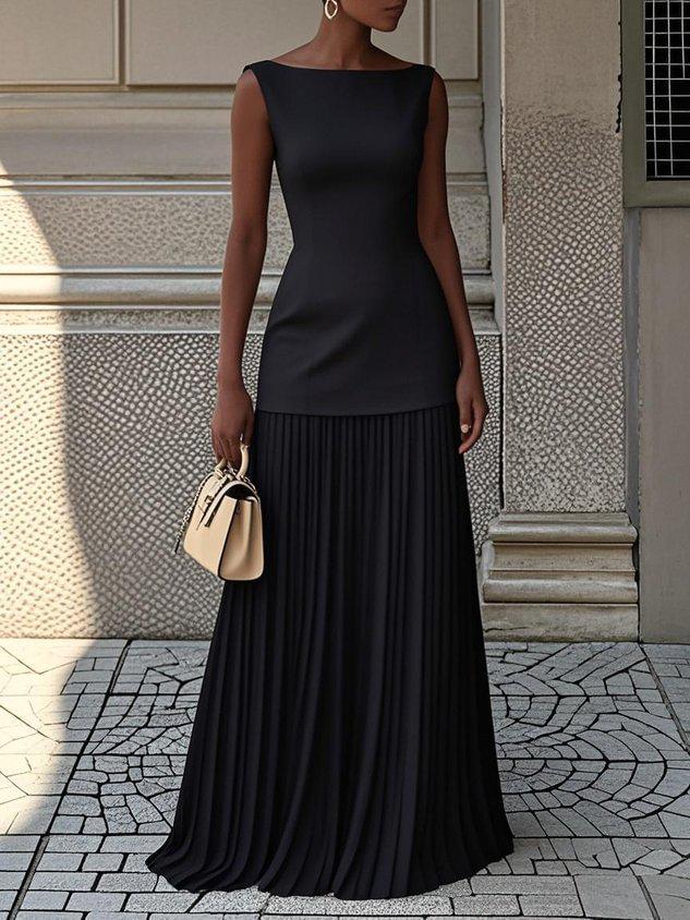 2025 Women's Solid Sleeveless Knit Vest & Skirt Set