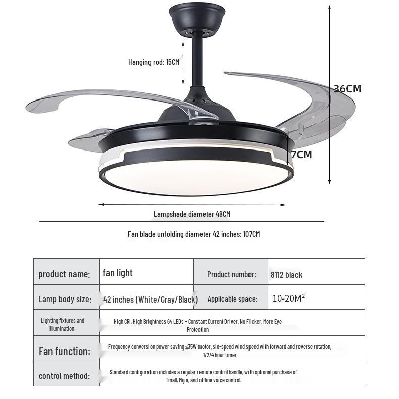 Modern Ceiling Fan with Variable Light for Living & Dining Rooms