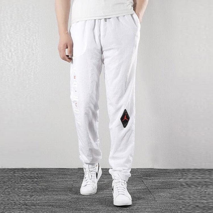 Jordan Legacy AJ 6 Logo Taped Mid-Rise Relaxed Fit Joggers Men Bottoms White BV5402-100